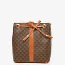 Celine Vintage Macadam Brown Drawstring Bucket Bag