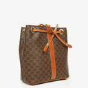 Celine Vintage Macadam Brown Drawstring Bucket Bag