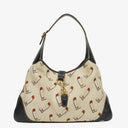 Gucci Canvas Boot Print Medium Jackie Hobo Bag