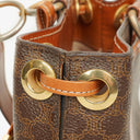 Celine Vintage Macadam Brown Drawstring Bucket Bag