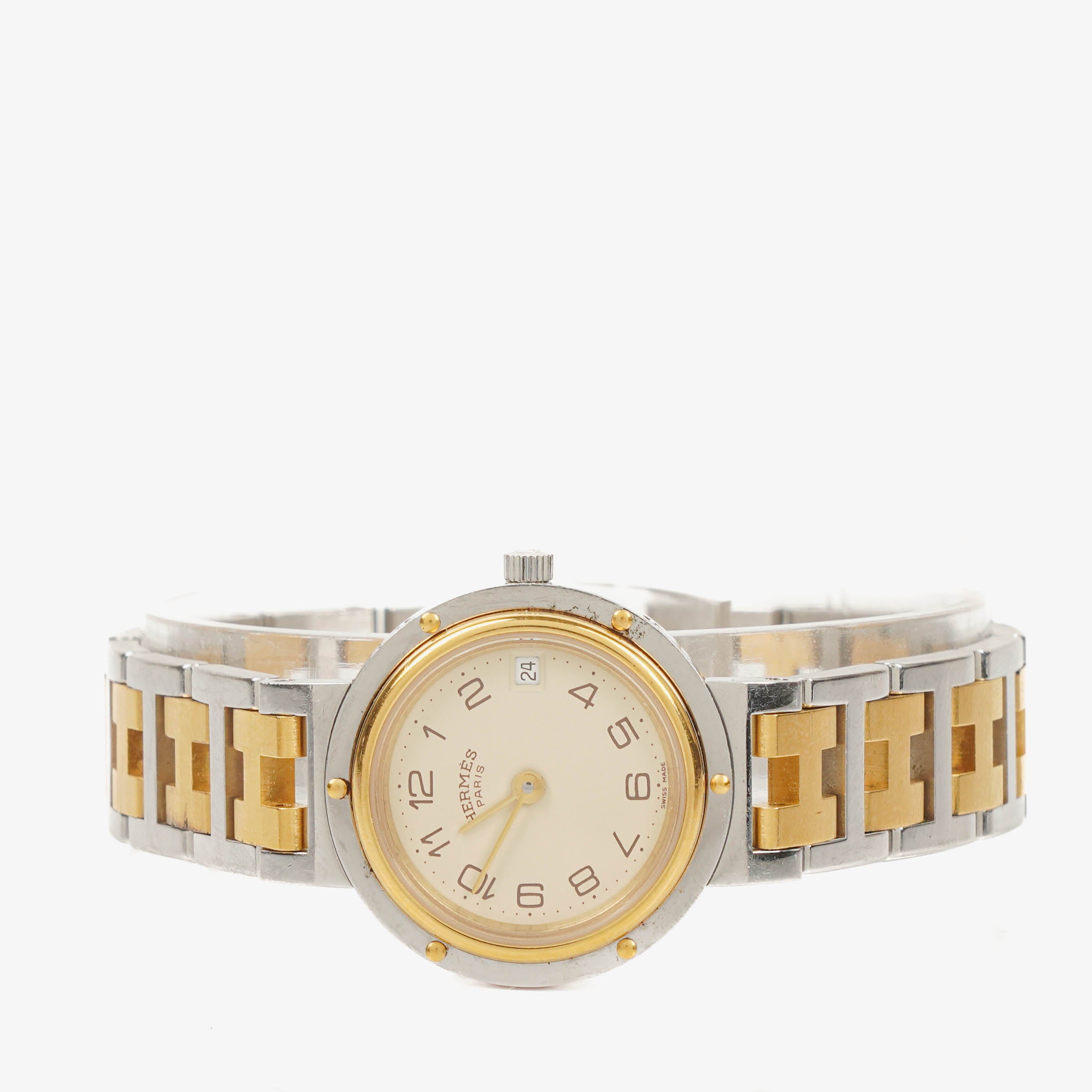 Hermes Clipper Quartz Watch Two- Tone Stainless Steel