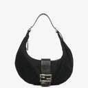 Fendi Vintage Neoprene Black Croissant Half-Moon Hobo Bag