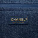 Chanel Denim Blue Denim Shearling Hieroglyph Single Flap Bag