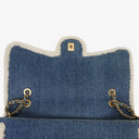 Chanel Denim Blue Denim Shearling Hieroglyph Single Flap Bag