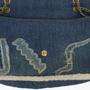 Chanel Denim Blue Denim Shearling Hieroglyph Single Flap Bag