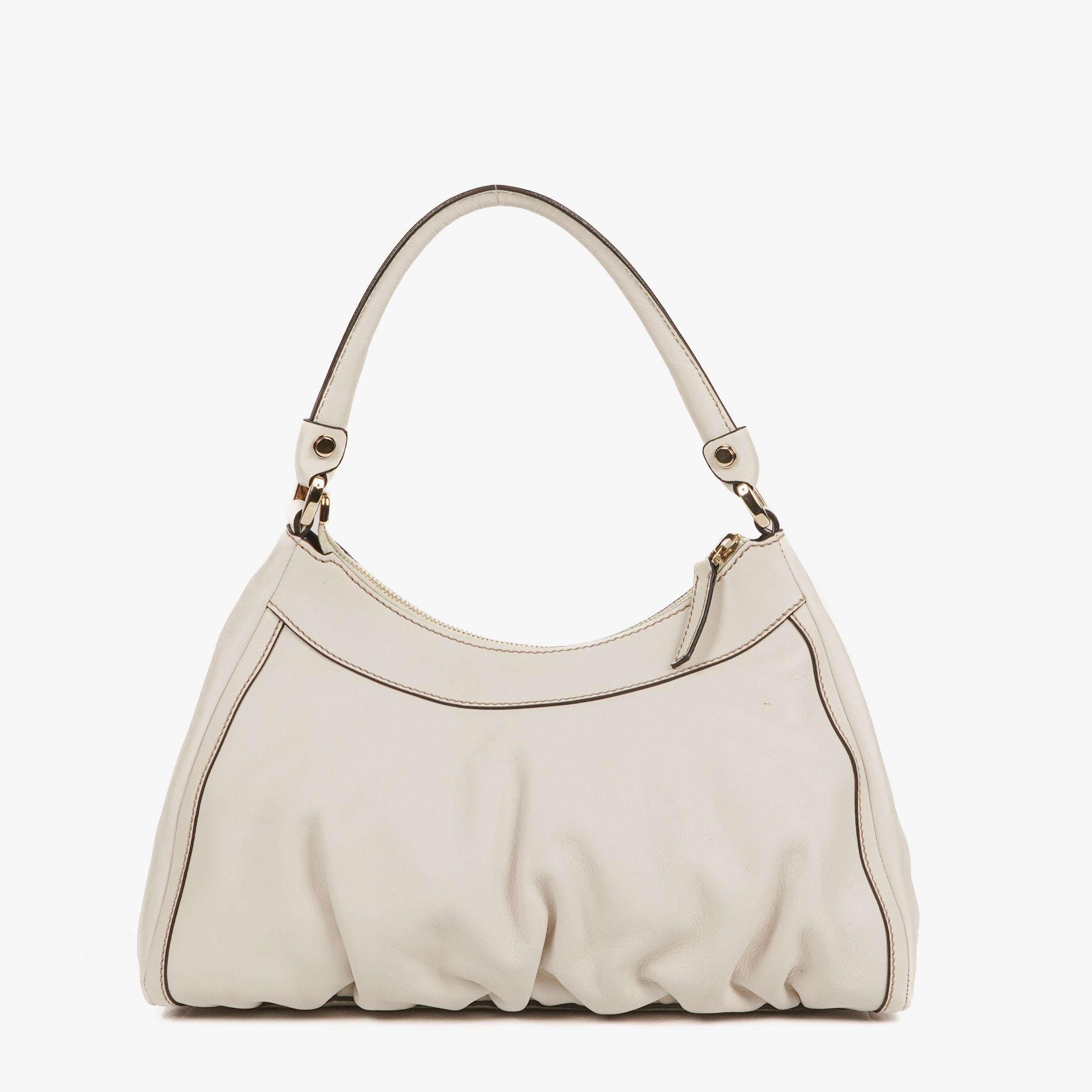 Gucci GG White Leather Abbey D-Ring Bag