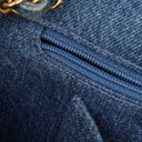 Chanel Denim Blue Denim Shearling Hieroglyph Single Flap Bag