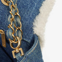 Chanel Denim Blue Denim Shearling Hieroglyph Single Flap Bag