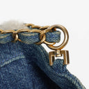 Chanel Denim Blue Denim Shearling Hieroglyph Single Flap Bag