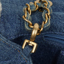 Chanel Denim Blue Denim Shearling Hieroglyph Single Flap Bag