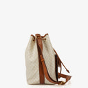 Celine Vintage Macadam Triomphe Beige And Brown Drawstring Bucket Bag