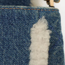 Chanel Denim Blue Denim Shearling Hieroglyph Single Flap Bag
