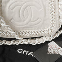 Chanel Crinkled Patent Modern White Plastic Chain Flap Bag