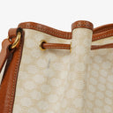 Celine Vintage Macadam Triomphe Beige And Brown Drawstring Bucket Bag