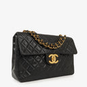Chanel Jumbo CC Classic Single Flap Maxi Logo Bag Black Quilted Lambskin 24K Gold-Plated Hardware
