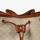 Celine Vintage Macadam Triomphe Beige And Brown Drawstring Bucket Bag