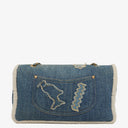 Chanel Denim Blue Denim Shearling Hieroglyph Single Flap Bag