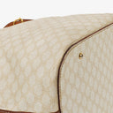 Celine Vintage Macadam Triomphe Beige And Brown Drawstring Bucket Bag