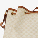 Celine Vintage Macadam Triomphe Beige And Brown Drawstring Bucket Bag