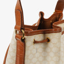 Celine Vintage Macadam Triomphe Beige And Brown Drawstring Bucket Bag