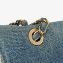 Chanel Denim Blue Denim Shearling Hieroglyph Single Flap Bag