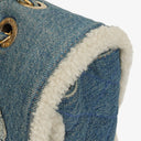 Chanel Denim Blue Denim Shearling Hieroglyph Single Flap Bag