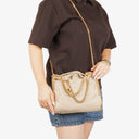 Stella McCartney Falabella Mini Tote Beige Vegan Shaggy Deer Fold Over Bag