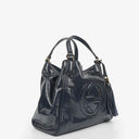Gucci Navy Patent Leather Soho Top Handle Tote Bag