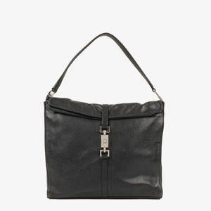Gucci Jackie Foldover Black Leather Shoulder Bag