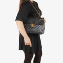 Chanel Jumbo CC Classic Single Flap Maxi Logo Bag Black Quilted Lambskin 24K Gold-Plated Hardware
