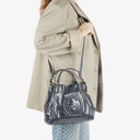 Gucci Navy Patent Leather Soho Top Handle Tote Bag