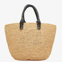 Balenciaga Woven Natural/Black Raffia Panier Tote Bag