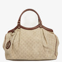 Gucci Beige/Brown Diamante Canvas Sukey Shoulder Hobo Bag