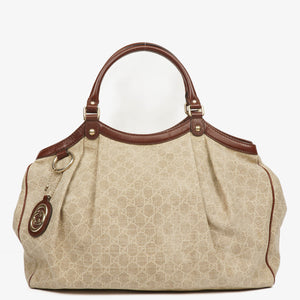 Gucci Beige/Brown Diamante Canvas Sukey Shoulder Hobo Bag
