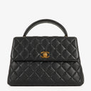 Chanel Kelly Top Handle Caviar Black Quilted Leather Bag