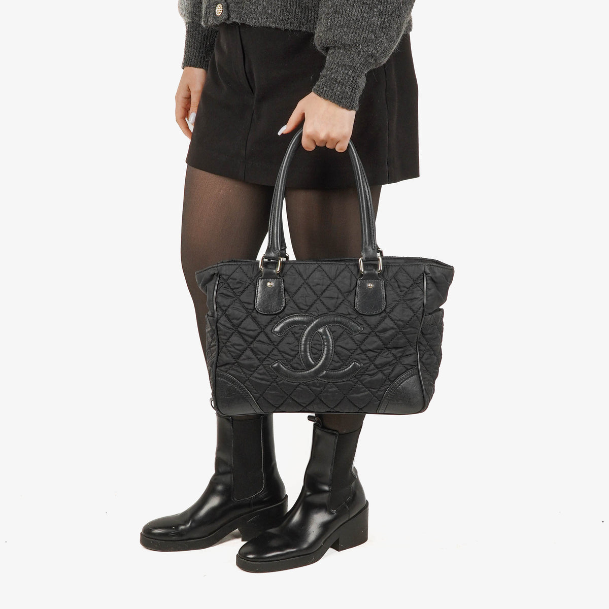 Chanel Black Paris New York Line Tote Bag