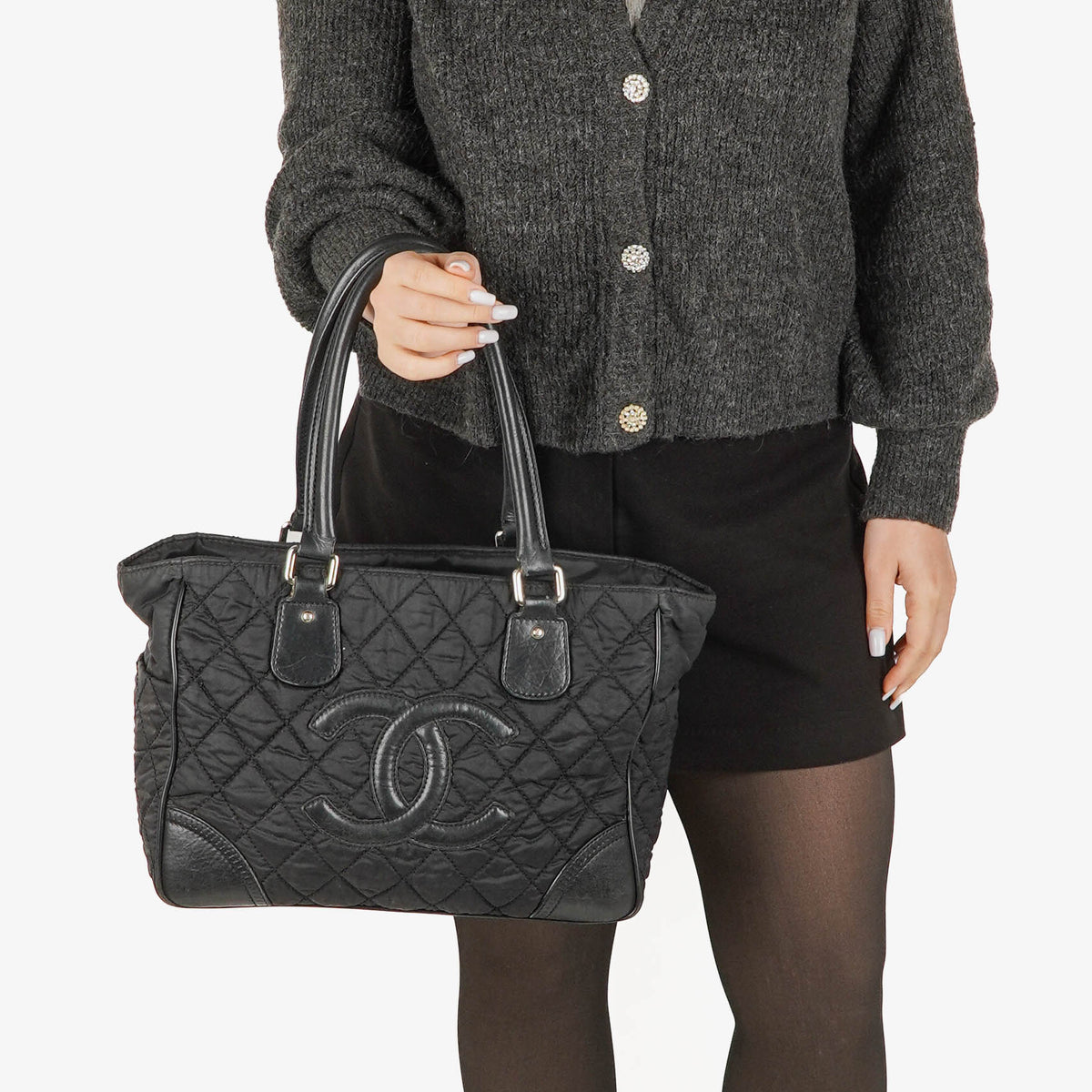 Chanel Black Paris New York Line Tote Bag