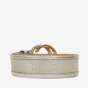 Gucci Metallic Silver GG Canvas and Patent Leather Interlocking G Buckle Belt 80 CM