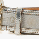 Gucci Metallic Silver GG Canvas and Patent Leather Interlocking G Buckle Belt 80 CM