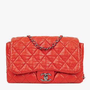 Chanel Red Quilted Leather Accordion Single Flap Bag