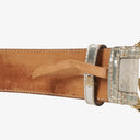 Gucci Metallic Silver GG Canvas and Patent Leather Interlocking G Buckle Belt 80 CM