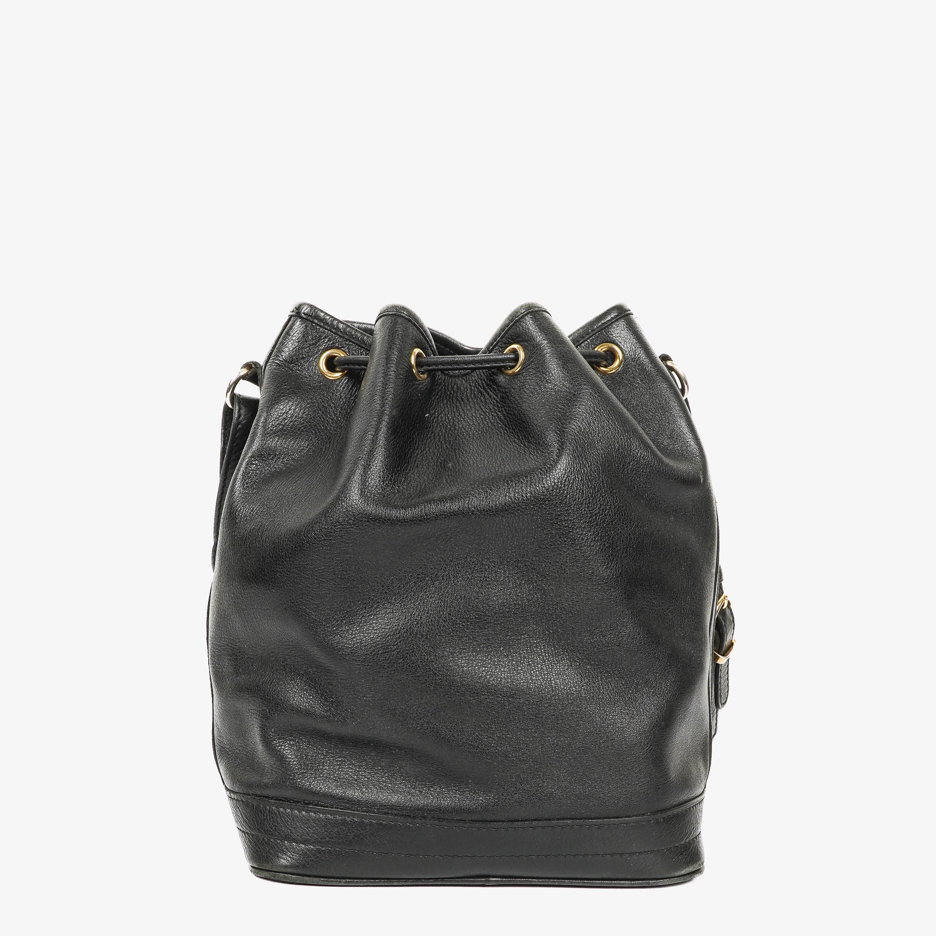 Celine Black Leather Drawstring Bucket Bag