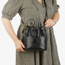 Gucci Interlocking Black Leather Bucket Bag
