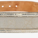 Gucci Metallic Silver GG Canvas and Patent Leather Interlocking G Buckle Belt 80 CM