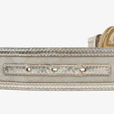 Gucci Metallic Silver GG Canvas and Patent Leather Interlocking G Buckle Belt 80 CM
