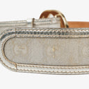 Gucci Metallic Silver GG Canvas and Patent Leather Interlocking G Buckle Belt 80 CM