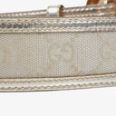 Gucci Metallic Silver GG Canvas and Patent Leather Interlocking G Buckle Belt 80 CM