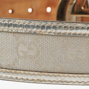Gucci Metallic Silver GG Canvas and Patent Leather Interlocking G Buckle Belt 80 CM