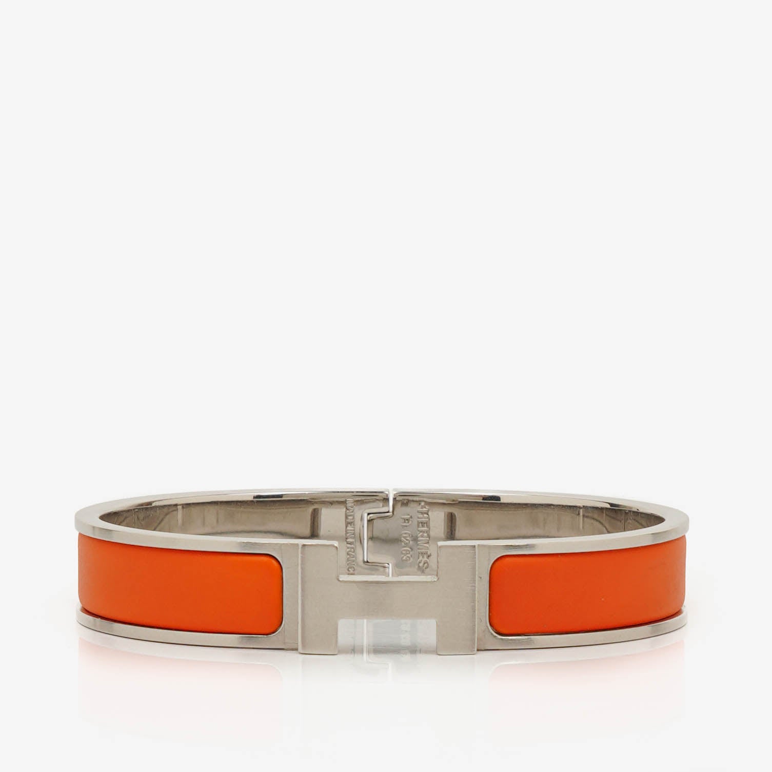 Hermes Orange Enamel Clic H Bracelet