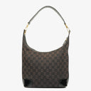 Gucci Monogram Canvas And Patent Leather Hobo Shoulder Bag